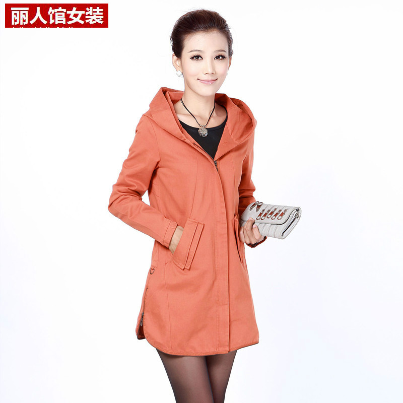 Trench female medium-long 2012 winter outerwear with a hood zipper slim elegant