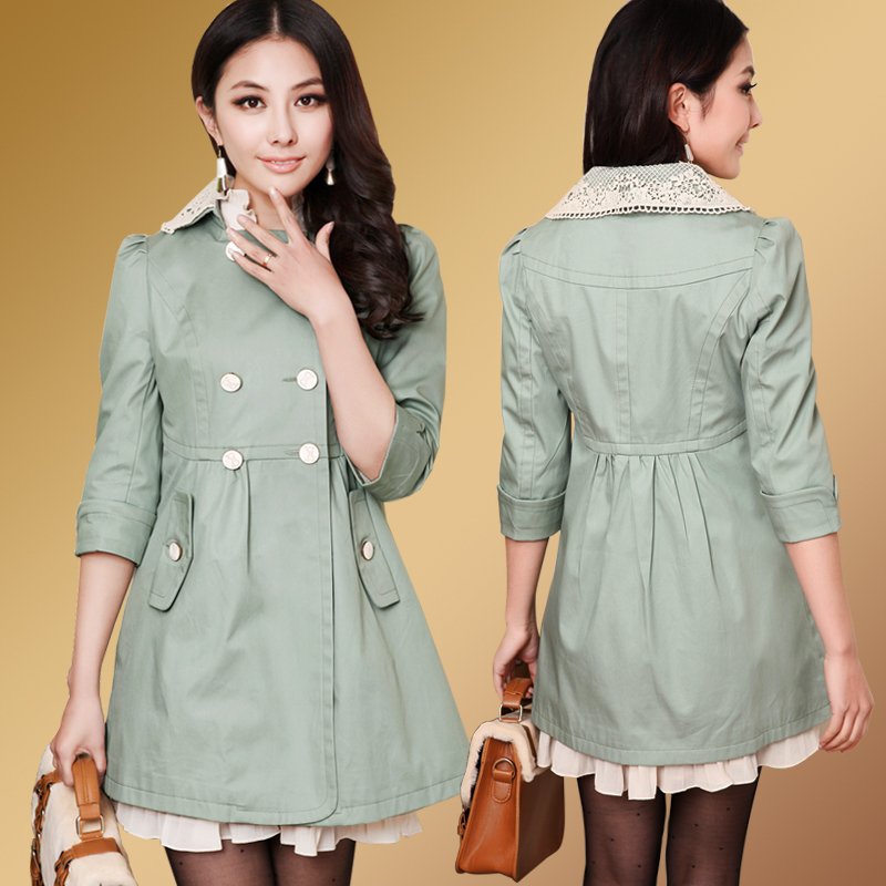 trench ol medium-long three quarter sleeve slim spring and autumn outerwear women's trench Coats