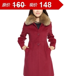 Trench outerwear female autumn and winter plus size winter woolen cashmere wool coat women winter woolen fur collar