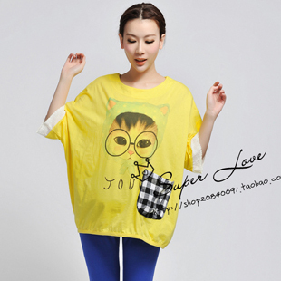 Trend 100% cotton kitten maternity long design t-shirt long design short-sleeve top 23054