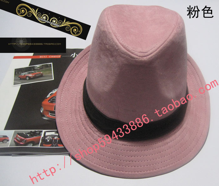 Trend fashion jazz hat millinery small fedoras pink casual cap women's hat