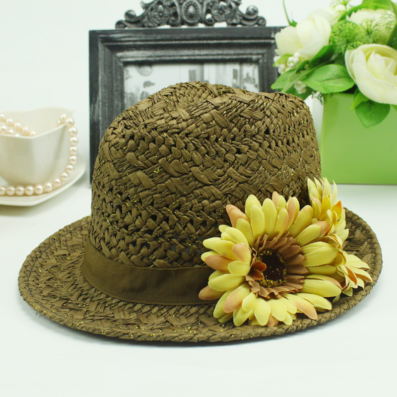 Trend flower jazz hat knitted strawhat fedoras