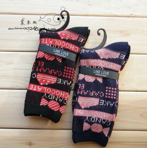Trend vintage wireless socks female socks candy paragraph 10 double