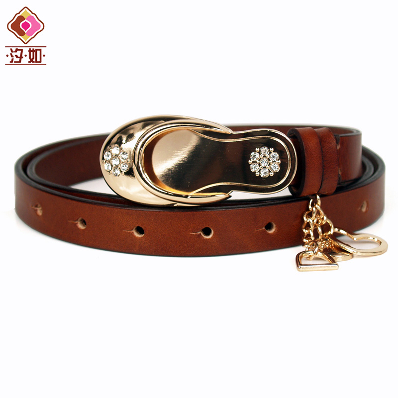 Trend women's leather strap fashion all-match diamond decoration genuine leather waist of trousers belt