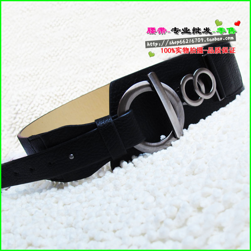 Trinuclear d27 women's cross-body buckle PU genuine leather belt fashion wide strap cummerbund