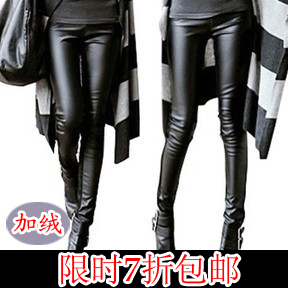 Trousers female fashion faux leather legging thickening autumn and winter plus velvet pants