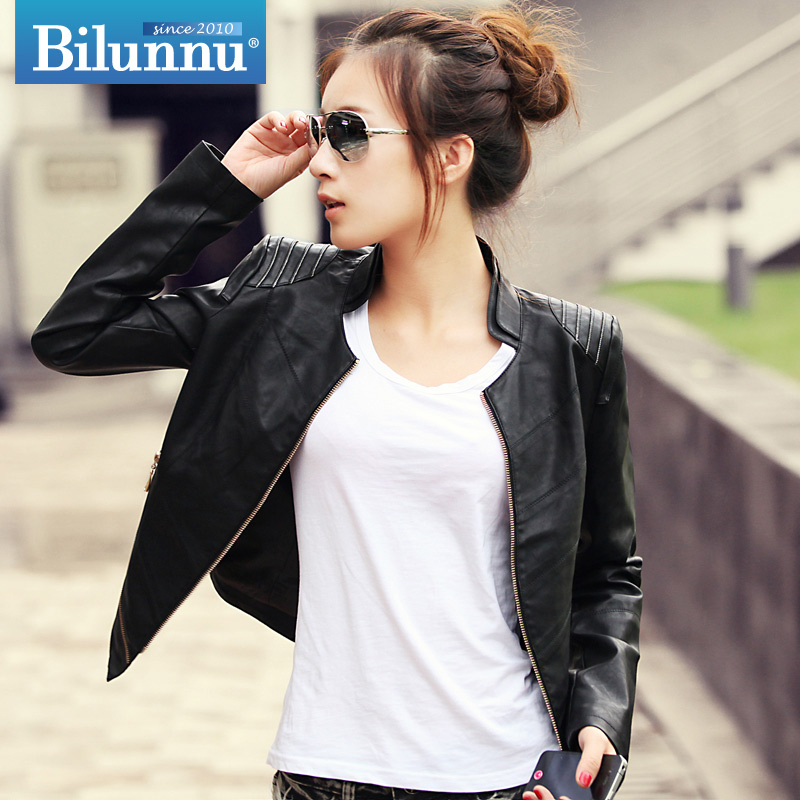 Trumpet 2013 spring new arrival fashion slim fashion motorcycle PU clothing coat short design female 5509