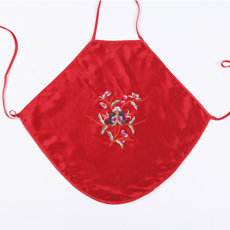 Trunk double layer women's sericiculture silk sleepwear national embroidery silk apron pomegranate