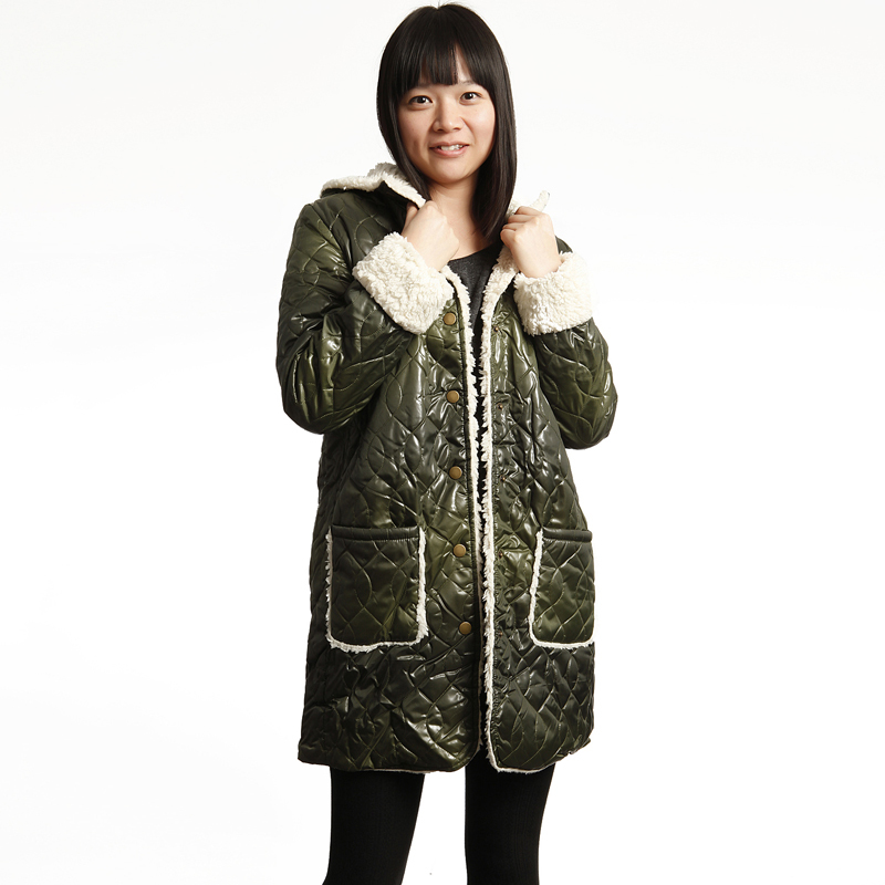 Ts winter popular shiny long design gradient cotton-padded jacket outerwear s0147334