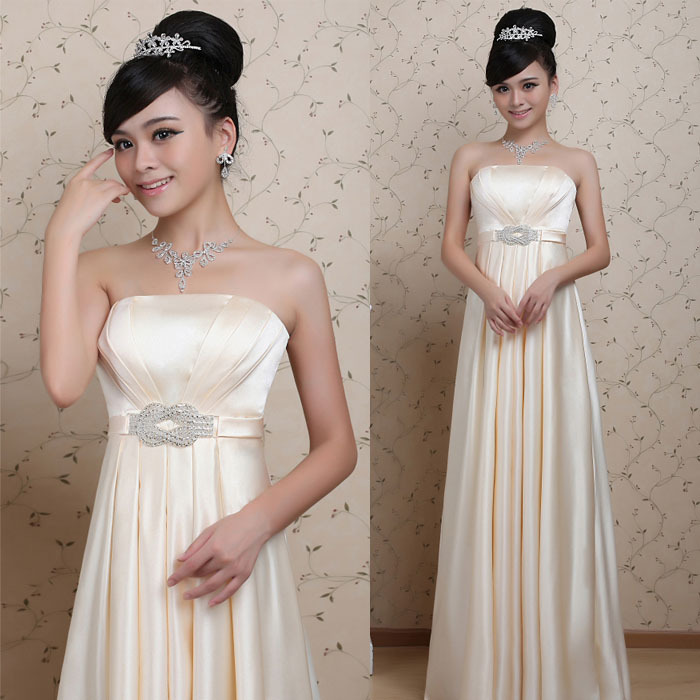 Tube top bridalshort design formal evening Party dress trailing long design formal  bridesmaid dress