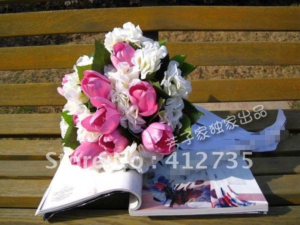 Tulip Bridal Hand Flower/Wedding Throw Bouquet/Photography Props/Simulation Flower