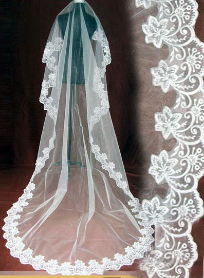 Tulle Long 3m lace bridal veil for wedding dress