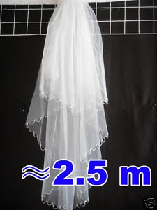 Tulle White Wedding bridal veil 2.5m Length . in Stock