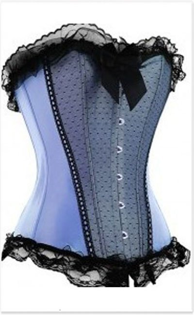 Turquoise overbust orset with Black Lace Trim Free shipping - qm820