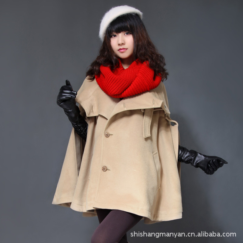 Turtleneck cloak cape bat wool coat outerwear female mantissas 2012 autumn and winter sweet women's