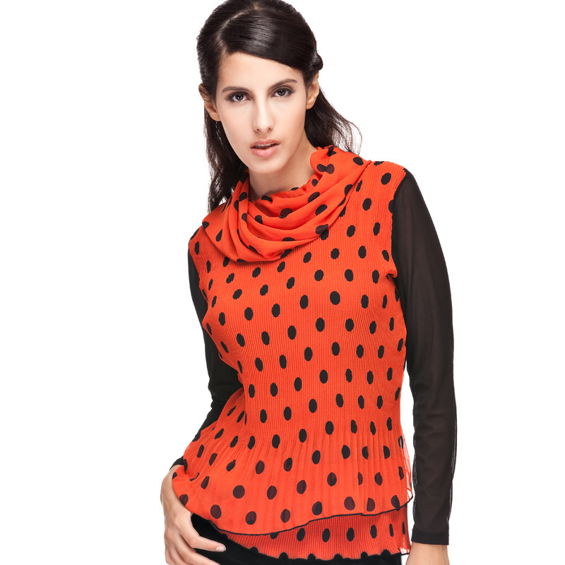 Turtleneck fashion dot basic single tier thin long-sleeve slim shirt basic thermal upperwear