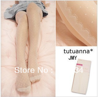 Tutuanna jmy vintage dot white vertical stripe stockings jacquard pantyhose