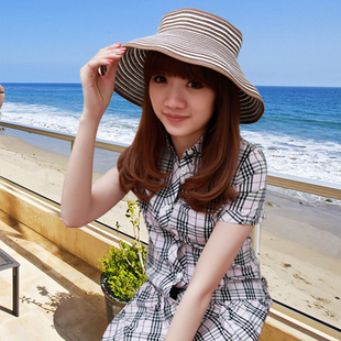 Two-color adjustable size of outdoor sunbonnet straw hat sun visor hat beach cap portable