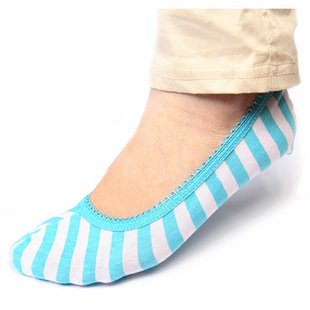 Two-color stripe invisible socks boat socks, floor socks multicolor coarse / fine stripes