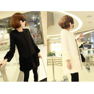 Tyx1053 flower chiffon patchwork medium-long female overcoat p135 p145