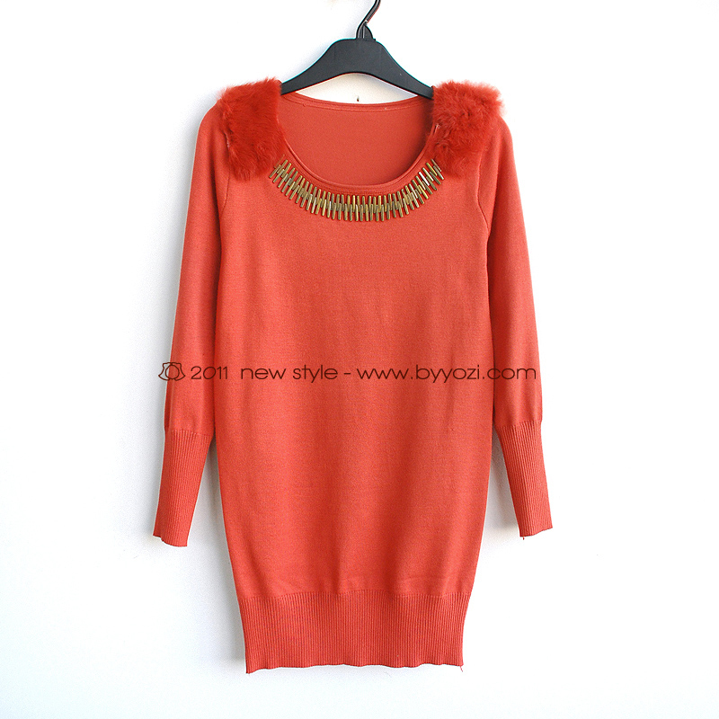 U-322-026 spring and autumn 2011 women's fashion solid color personalized o-neck pullover needle