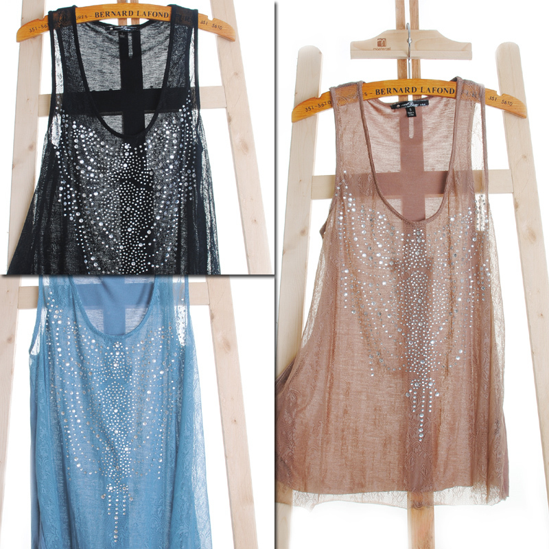 U . g ! all-match lace paillette sleeveless vest women's Free Shipping