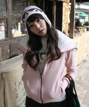 U times . 2011 autumn and winter sweet pink liner artificial wool coat , Free Shipping