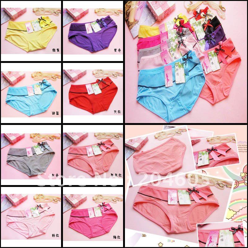 U08 Free Shipping Wholesale 6 PCS/lot Bowknot Gauze Sexy Cotton Hiphuggers Women Panties Lace Briefs Fashion Underwear