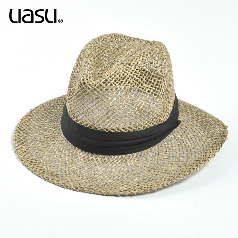 Uasu rope strawhat summer sun-shading sunscreen cutout jazz hat