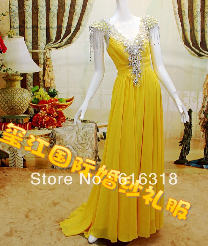 Ultimate Luxury Crystal Beading Formal Dress Spring Festival Gala Hostess Costume Bridal Wedding or Evening Dress Free Shipping