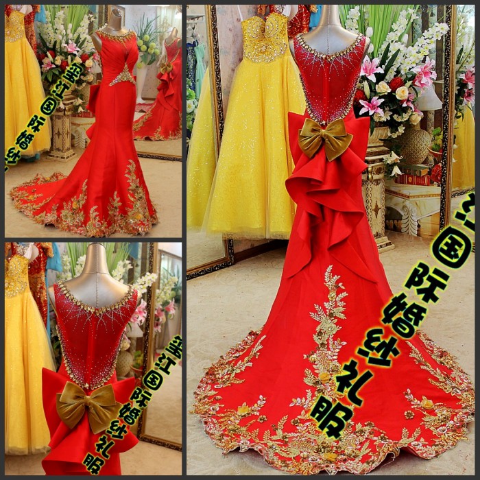Ultimate luxury crystal formal dress formal dress toast the bride married formal dress evening dress xj10852