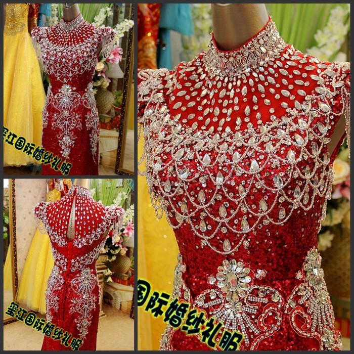 Ultimate luxury crystal formal dress formal dress toast the bride married formal dress evening dress xj56778