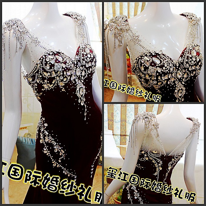 Ultimate luxury crystal formal dress formal dress toast the bride married formal dress evening dress xj87662
