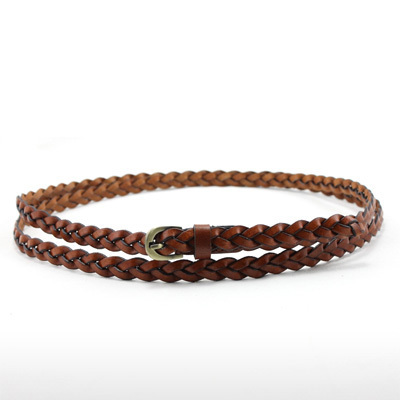 Ultra long ring knitted women's cowhide belt women's genuine leather strap Free shipping