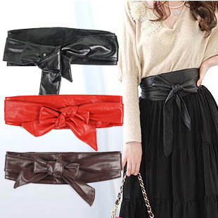 Ultra long section of the circle soft leather bow body shaping bands wide belt cummerbund