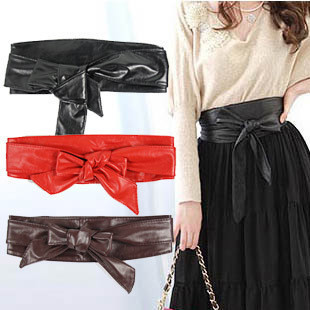 Ultra long section of the circle soft leather bow body shaping bands wide belt tieclasps body shaping female star style