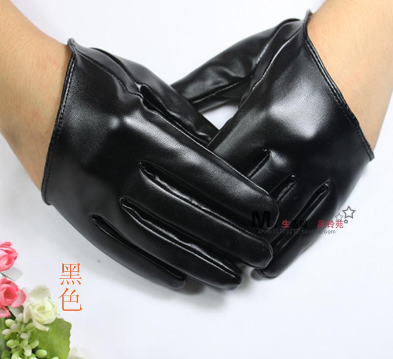 Ultra-short female paragraph of autumn and winter thin leather gloves PU gloves faux leather gloves fashion gloves