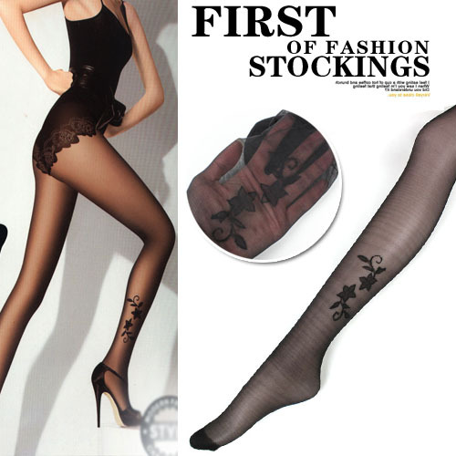 Ultra-thin ankles elegant flower jacquard pantyhose Lu Lu and socks models sexy tattoo pattern stockings primer