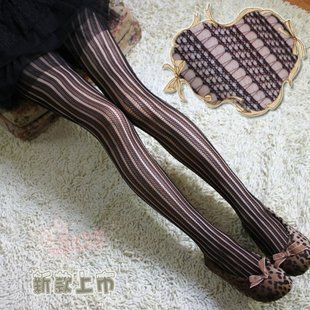 ultra-thin stripe vintage socks lace stockings pantyhose stockings female