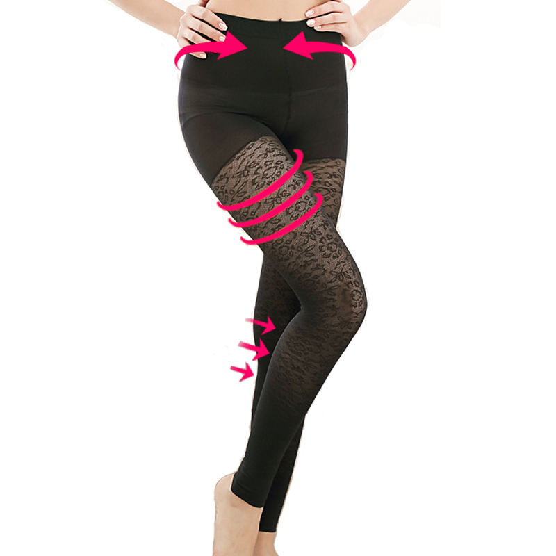 Ultra-thin transparent sexy germanium titanium silver body shaping ankle length trousers hygroscopic heated lace legging