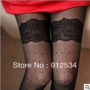 Ultra-thin vintage lace dot pantyhose socks