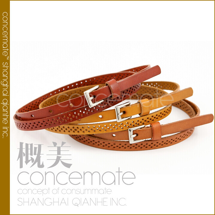 Ultrafine cutout tieclasps women's strap genuine leather belt casual all-match decoration strap c451
