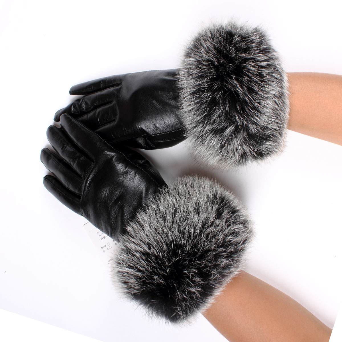 Ultralarge fox big genuine leather wool gloves quality fur gloves autumn and winter thickening velvet fashion gloves