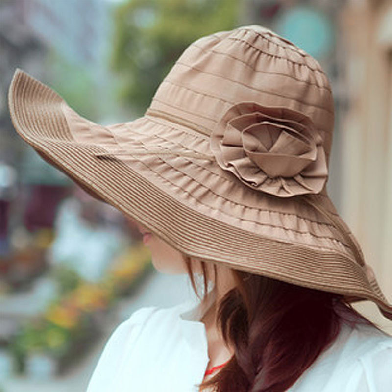 Ultralarge thantrue women's sunscreen beach cap spring and summer sun-shading strawhat big flower hat