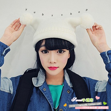 Ulzzang sphere knitted hat knitted hat wool female autumn and winter thermal
