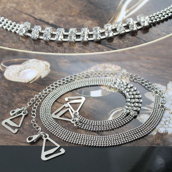 Underwear Accessories!BB172-164Free Shipping!6Pairs/Lot!Fashion Turqouise Color Brass Metal Diamond Chain Bra Accessories