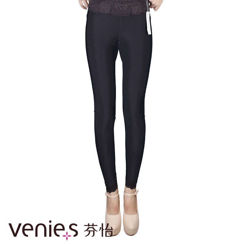 Underwear black elastic thickening plus velvet boot cut jeans all-match basic thermal trousers 3590