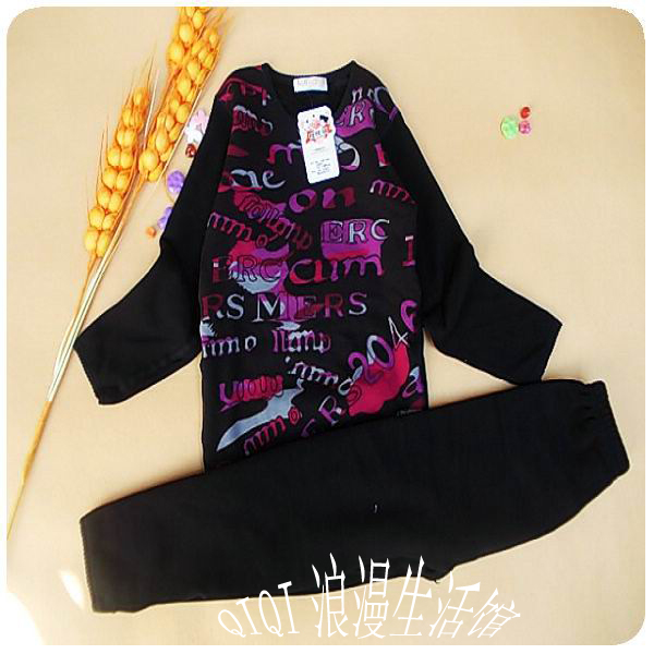 Underwear child cashmere thermal underwear female child thickening thermal underwear children's clothing