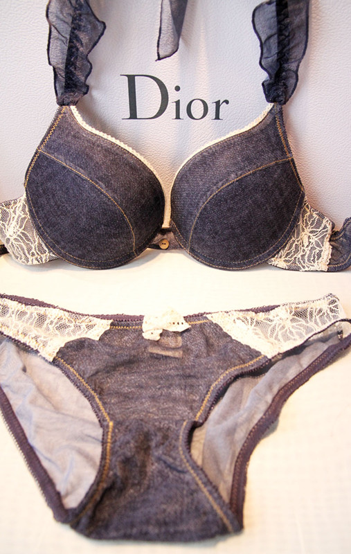 Underwear la enza denim halter-neck fashion sexy bra set