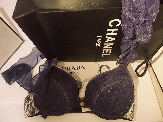 Underwear la enza denim halter-neck fashion sexy bra set